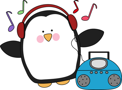 500x369 Penguin Listening To Music Clip Art