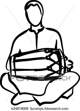340x470 Clip Art Of Indian Musician Playing Dholak K24819009