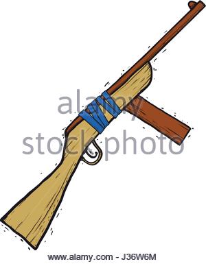 300x385 Vintage Gun. Retro Pistol, Musket. Hand Drawn Sketch Of A Revolver