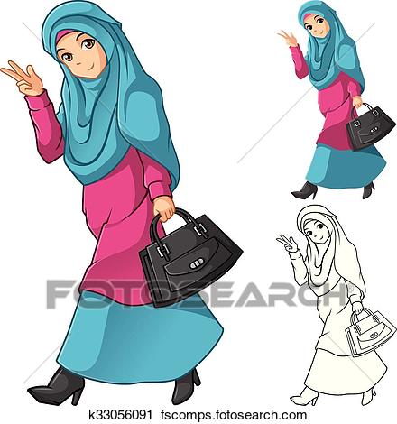 440x470 Clipart Of Muslim Girl Fashion 7 K33056091