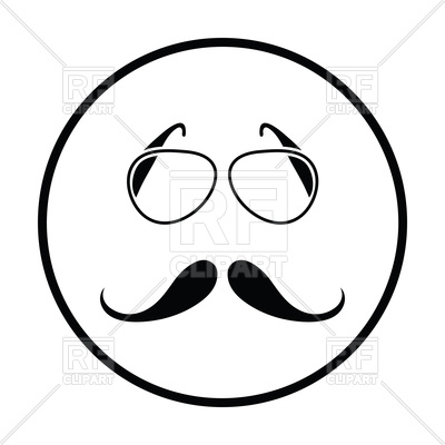 400x400 Thin Circle Design Of Glasses And Mustache Icon Royalty Free