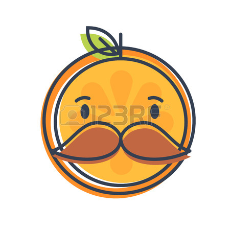 450x450 Gentleman Smile Emoji. Smiley Orange Fruit Emoji With Mustache