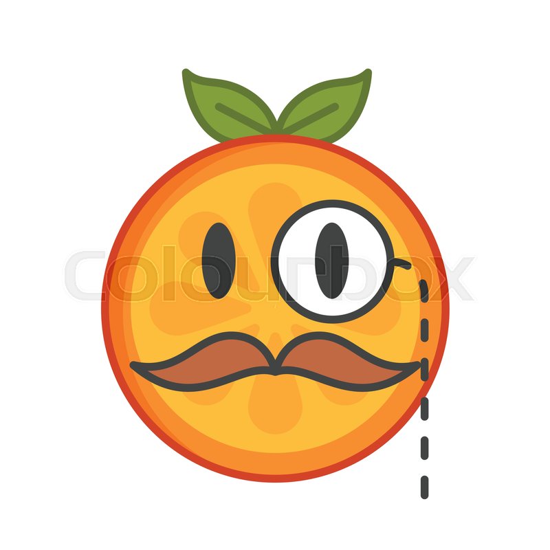 800x800 Gentleman Smile Emoji. Smiley Orange Fruit Emoji With Mustache