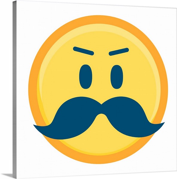 593x600 Mustache Emoji Art Print, Available In Canvas Or Post From Www