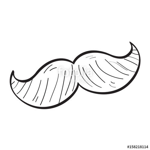 500x500 Isolated Retro Outline Of A Mustache, Vector Illustration Stock