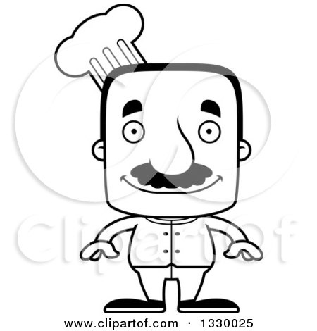 450x470 Lineart Clipart Of A Cartoon Black And White Happy Block Headed