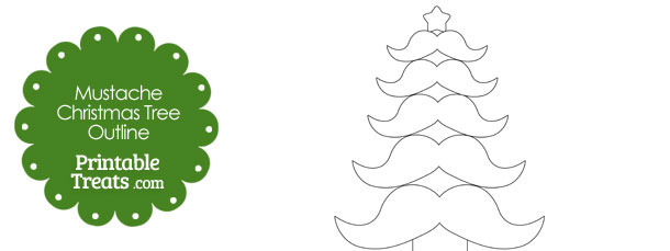 610x229 Mustache Christmas Tree Outline Printable