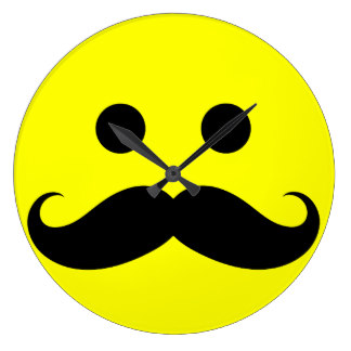 324x324 Mustache Smiley Face Wall Clocks Zazzle
