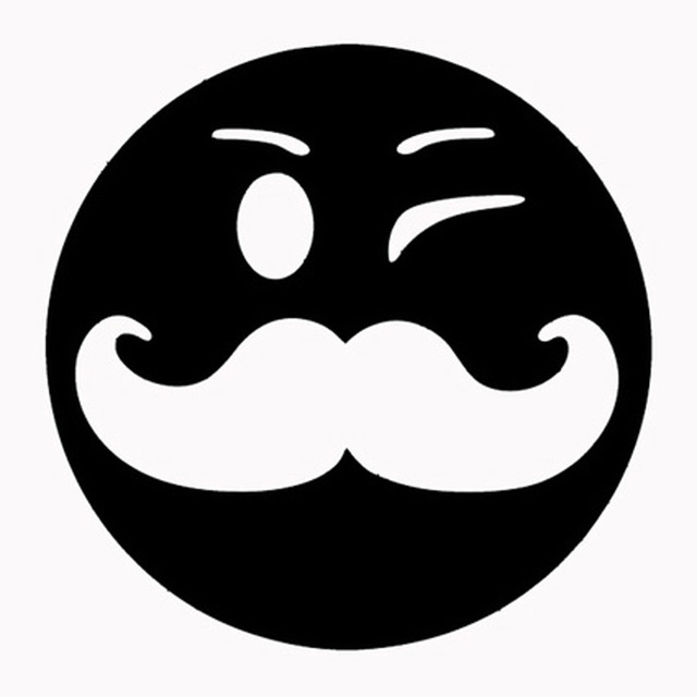 640x640 Smiley Face With Mustache Cartoon Fashion Car Styling Car Sticker