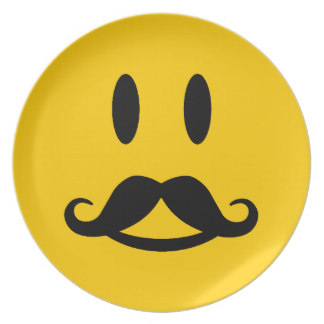 324x324 Smiley Face With Mustache Plates Zazzle