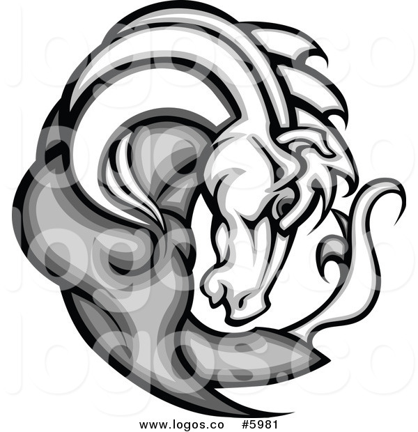600x620 Royalty Free Vector Of A Logo Of A Gray And White Horse Head By