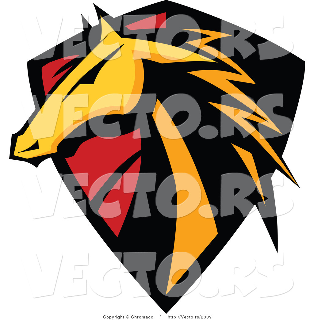 1024x1044 Vector Of A Yellow Horse Over Badge Shield By Chromaco