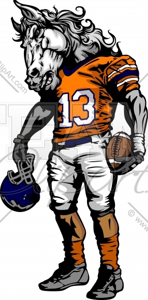 291x590 Mustang Mascot Football Clipart Image.