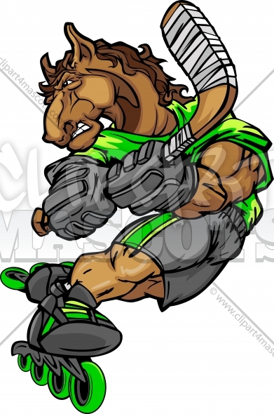 391x590 Roller Hockey Mustang Clipart Vector Graphic