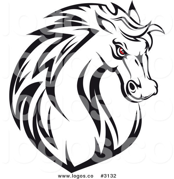 600x620 Royalty Free Vector Of A Red Eyed Horse Logo By Vector Tradition