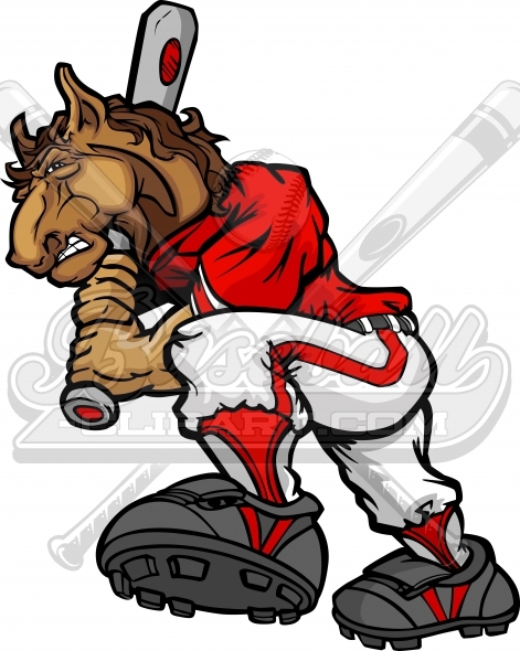 471x590 Baseball Mustang Batter Vector Clipart Image