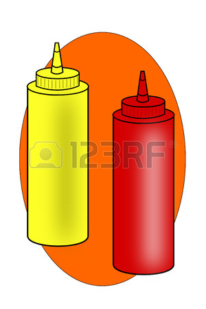 300x450 Two Ketchup And Mustard Squeeze Bottles Royalty Free Cliparts