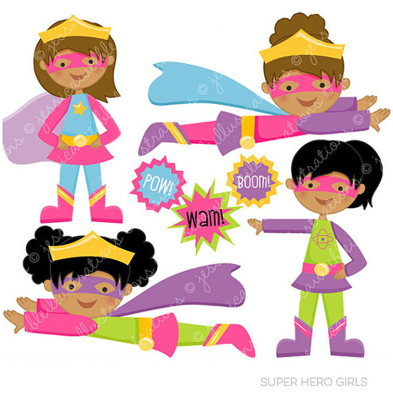 570x570 Super Hero Girls V2 Cute Digital Clipart For Commercial