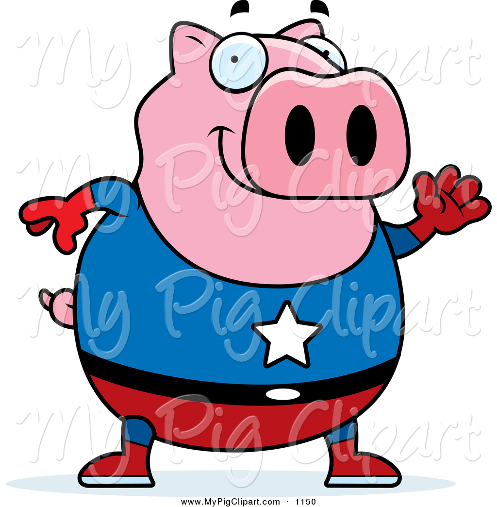1024x1044 Swine Clipart Of A Chubby Super Hero Pig Waving By Cory Thoman