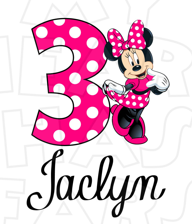 813x952 Minnie Mouse Hot Pink Full Body Birthday Personalized Any Name
