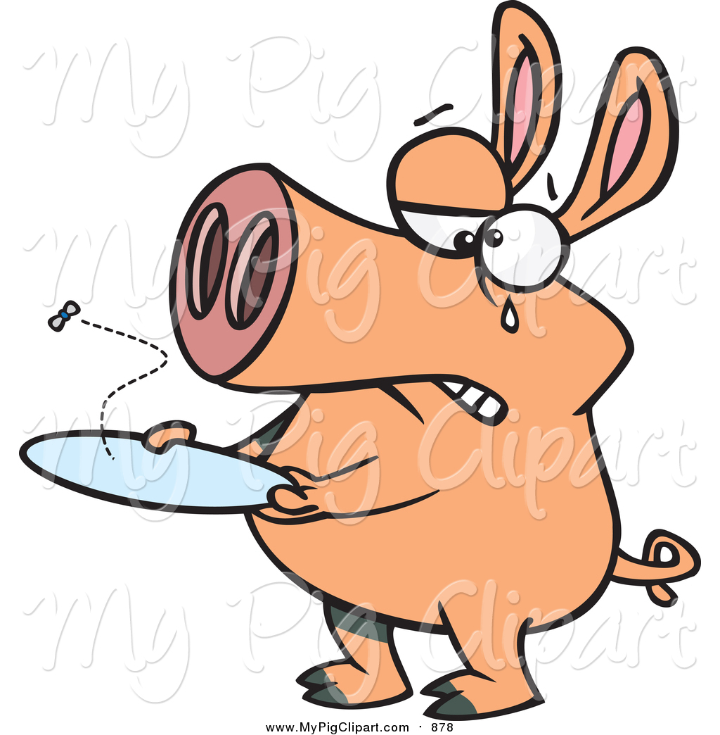 1024x1044 Swine Clipart Of A Pig With An Empty Plate And Fly By Toonaday