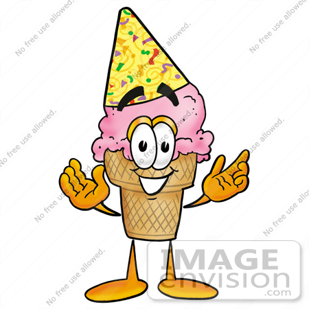 450x450 Clip Art Graphic Of A Strawberry Ice Cream Cone Cartoon Character