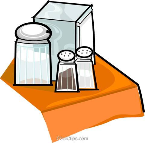 480x473 Salt, Pepper, Sugar And Napkins Royalty Free Vector Clip Art