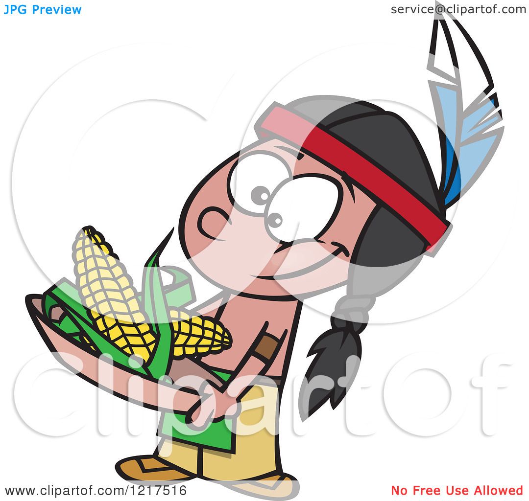 1080x1024 Clipart Of A Cartoon Native American Boy Holding Corn