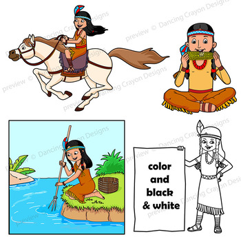 350x350 Native American Clip Art Kids By Dancing Crayon Designs Tpt