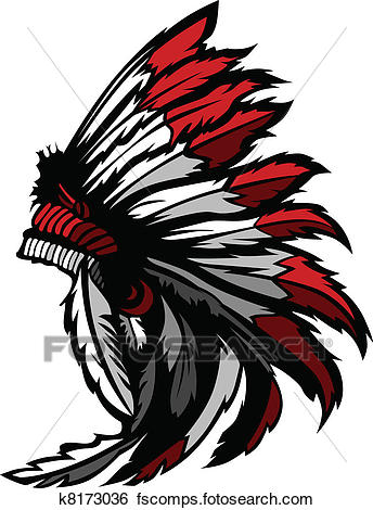 344x470 Clip Art Of American Native Indian Feather Head K8173036