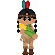 236x236 Native American Indian Girl Thanksgiving Clip Art