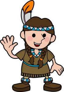 210x300 Native American Indian Girl Waving Hello Illustration Royalty Free