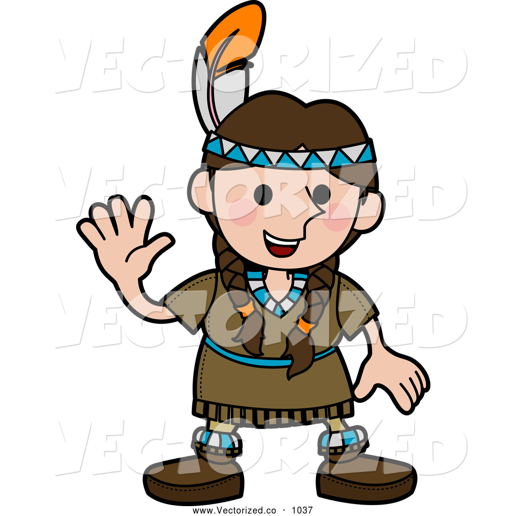 1024x1044 Royalty Free Clipart Of A Grinning Friendly Girl In A Native
