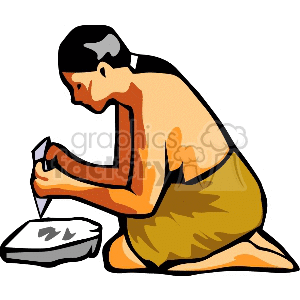 300x300 Royalty Free Native American Lady Pouring Berries 158540 Vector