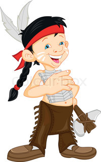 200x320 Vector Illustration Of Cute Little Girl Wearing Native American