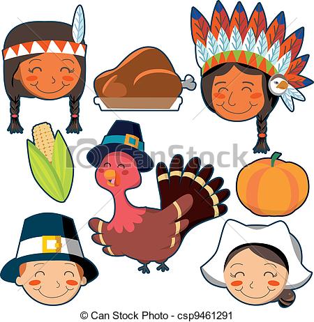 450x462 Cute Thanksgiving Indians Clipart