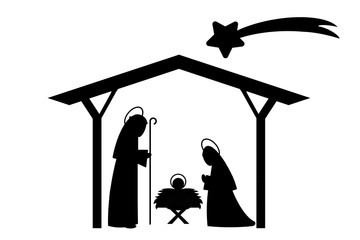 Nativity Scene Clipart Black White | Free download on ClipArtMag