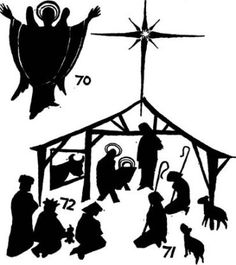 Nativity Scene Clipart Black White 