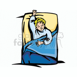 300x300 Royalty Free A Little Boy In Bed With A Blue Blanket 153873 Vector