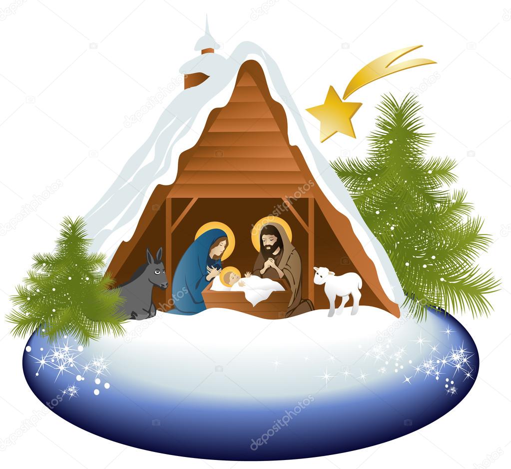 1023x938 Christmas Nativity Scene Stock Vector Agnieszka