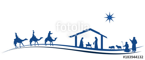 500x209 Christmas Time. Nativity Scene With Mary, Joseph, Baby Jesus
