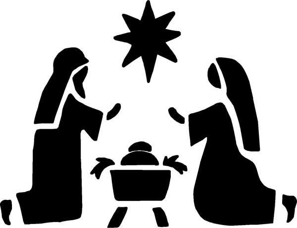 600x462 Stencil Christmas Nativity Simple Manger Scene