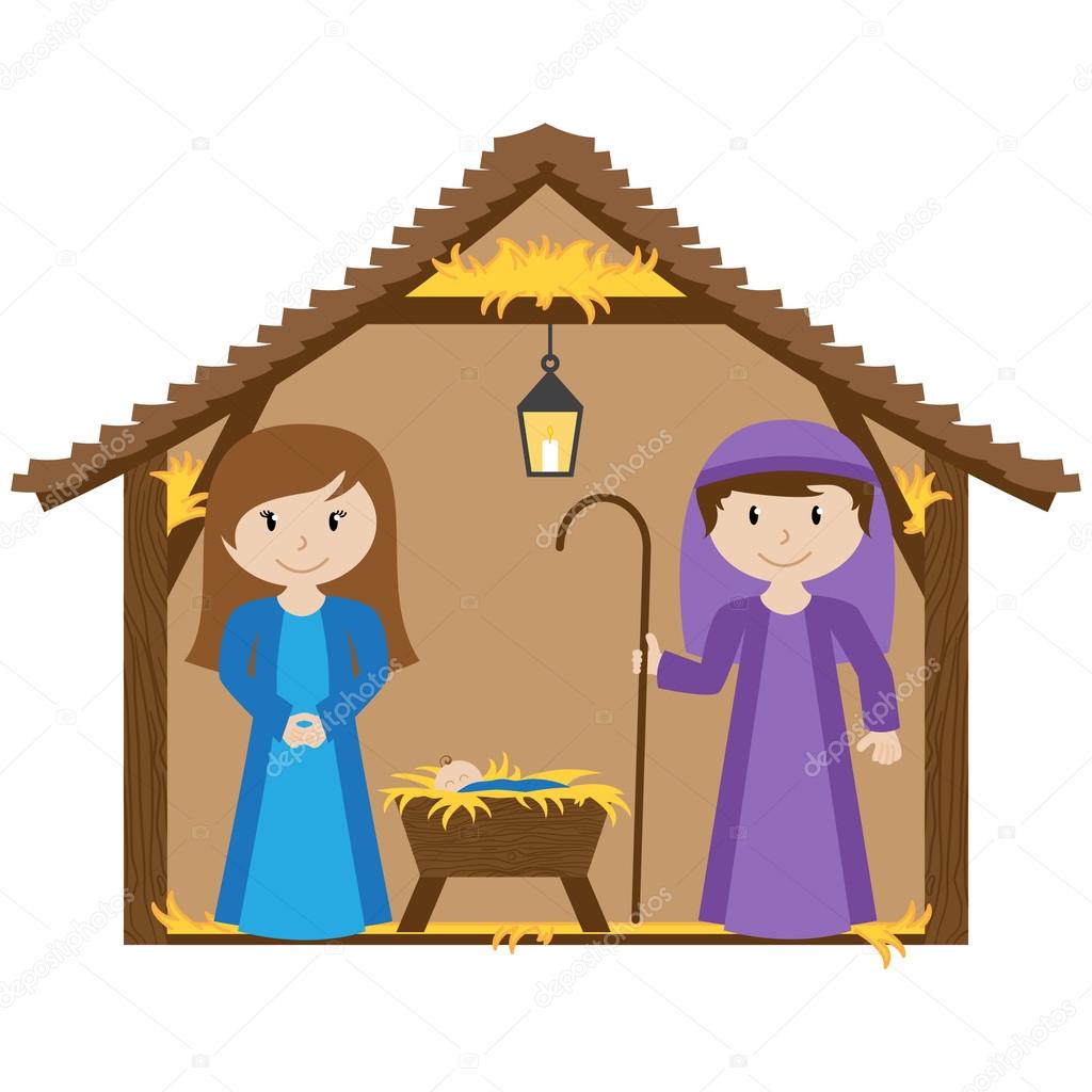1024x1024 Vector Nativity Scene With Manger And Baby Stock Vector