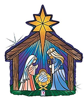 284x355 Betallic Nativity Scene 27 Holographic Foil Balloon