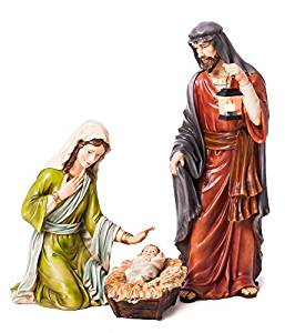 257x300 Evergreen 3 Piece Mary, Joseph And Baby Jesus Nativity