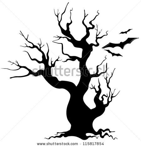 450x470 Halloween Tree Silhouette Pattern