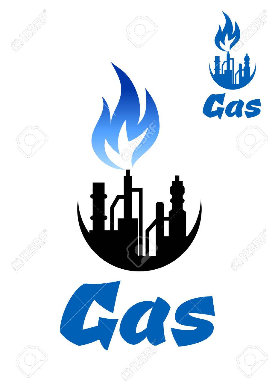 919x1300 Natural Gas Extraction Factory Icon With Blue Gas Flame