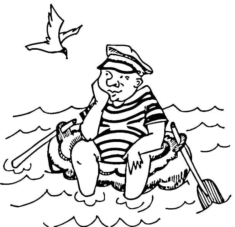 750x726 Bored Sailor Sea And Ocean Coloring Page