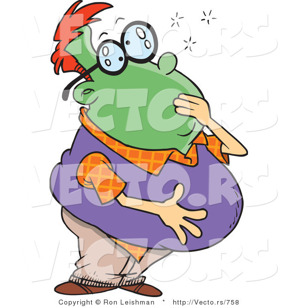 600x620 Vector Of A Nauseated Cartoon Man Turning Green By Toonaday