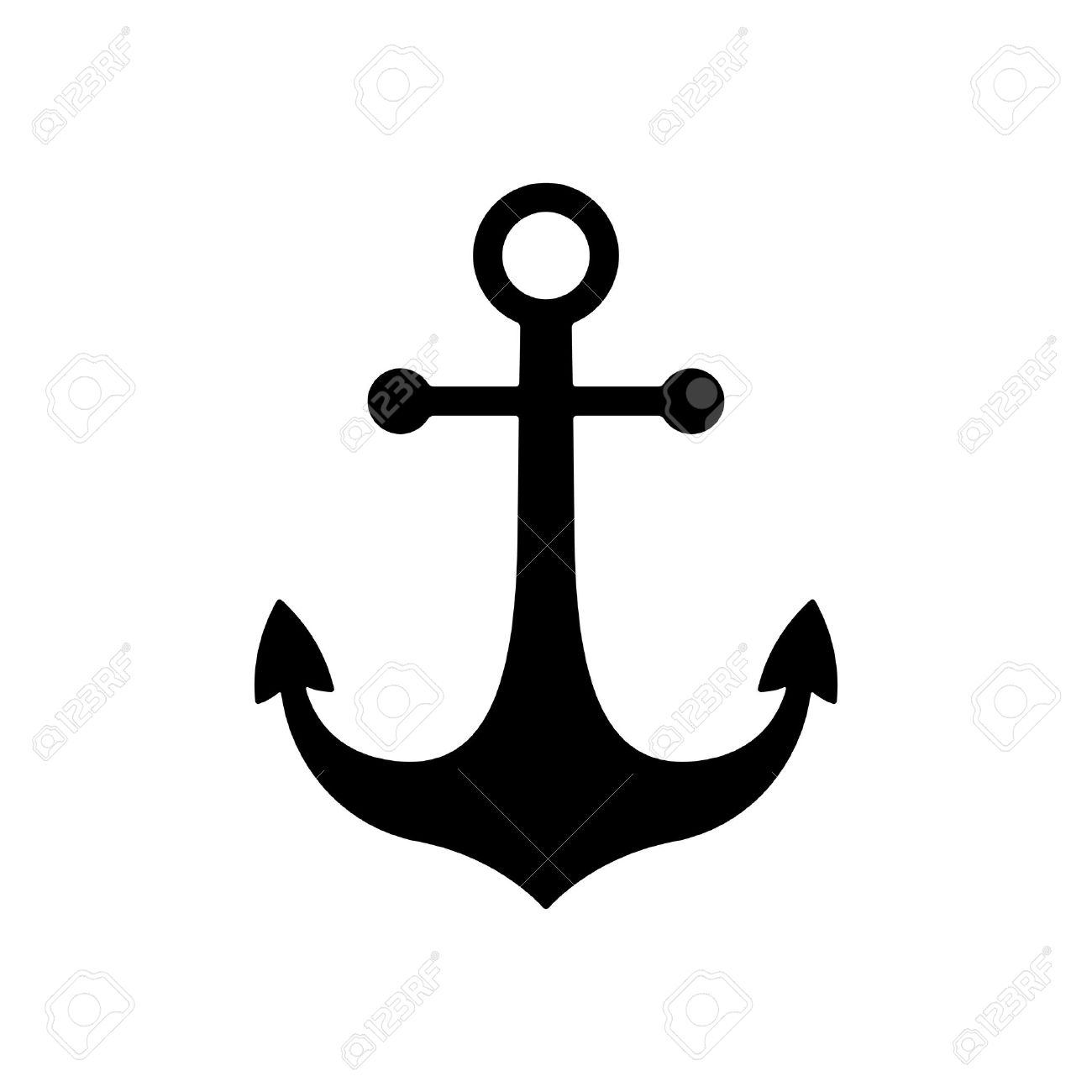 1300x1300 Black Nautical Anchor Icon. Anchor Symbol Or Sign. Isolated